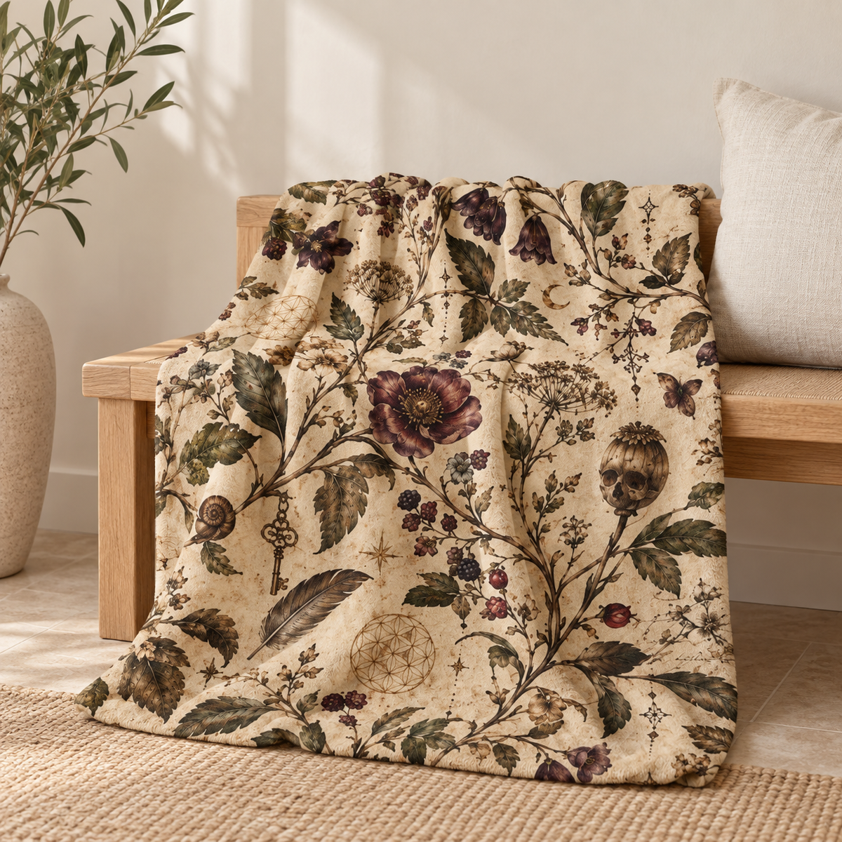 Vintage Floral Sherpa Blanket – Cozy Boho Throw for Home & Gift — product image 1