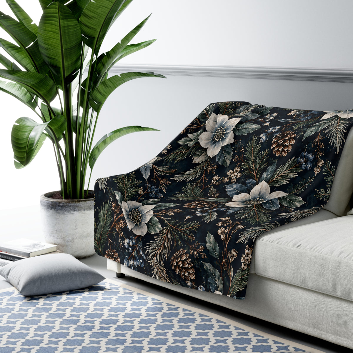 Midnight Garden Sherpa Throw | The Winter House Collection