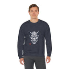 Oni Mask Illustration Crewneck Sweatshirt | Traditional Tattoo-Inspired, Bold Flash Art — view 15
