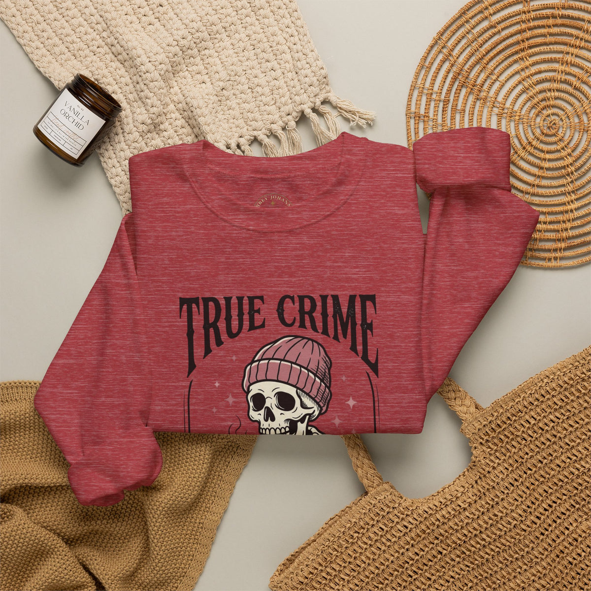 True Crime and Tea Sweatshirt | Skull Tea Mug Graphic, Podcast Lover Crewneck — view 28