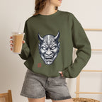 Oni Mask Illustration Crewneck Sweatshirt | Traditional Tattoo-Inspired, Bold Flash Art — view 14