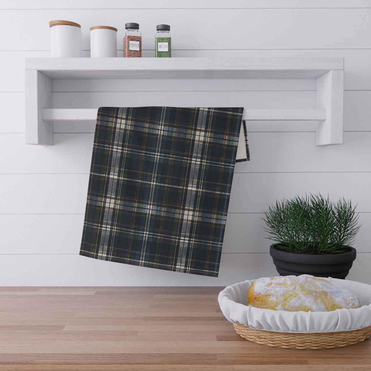 Nocturne Tartan Plaid Cotton Twill Tea Towel | The Winter House Collection