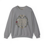 Midnight Garden botanical crest Sweatshirt | Gothic botanicals, floral skull motif — view 6