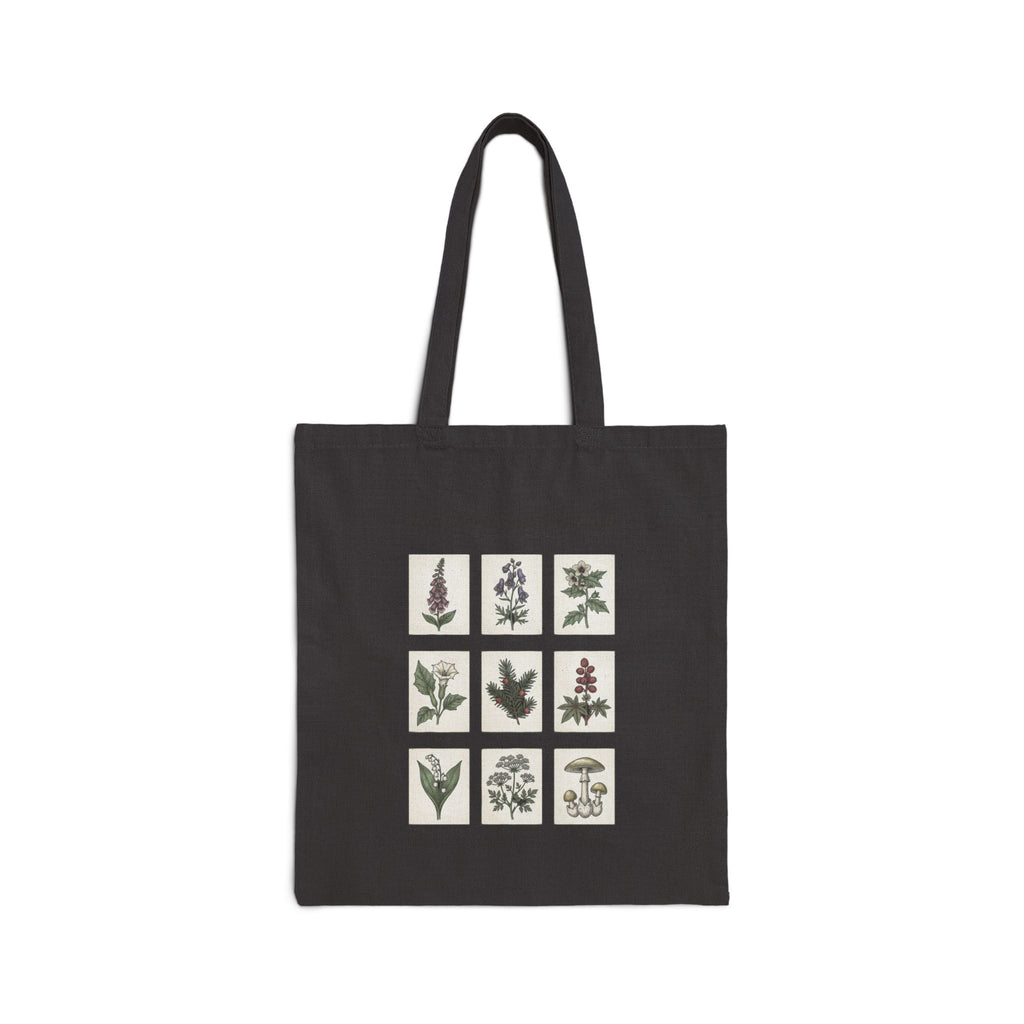 Gothic Botanical Print Tote, Vintage Herb Illustration Canvas Tote — view 2