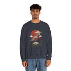 Traditional Tattoo-Style Crane Illustration Sweatshirt | Vintage Flash, Limited Palette — view 13