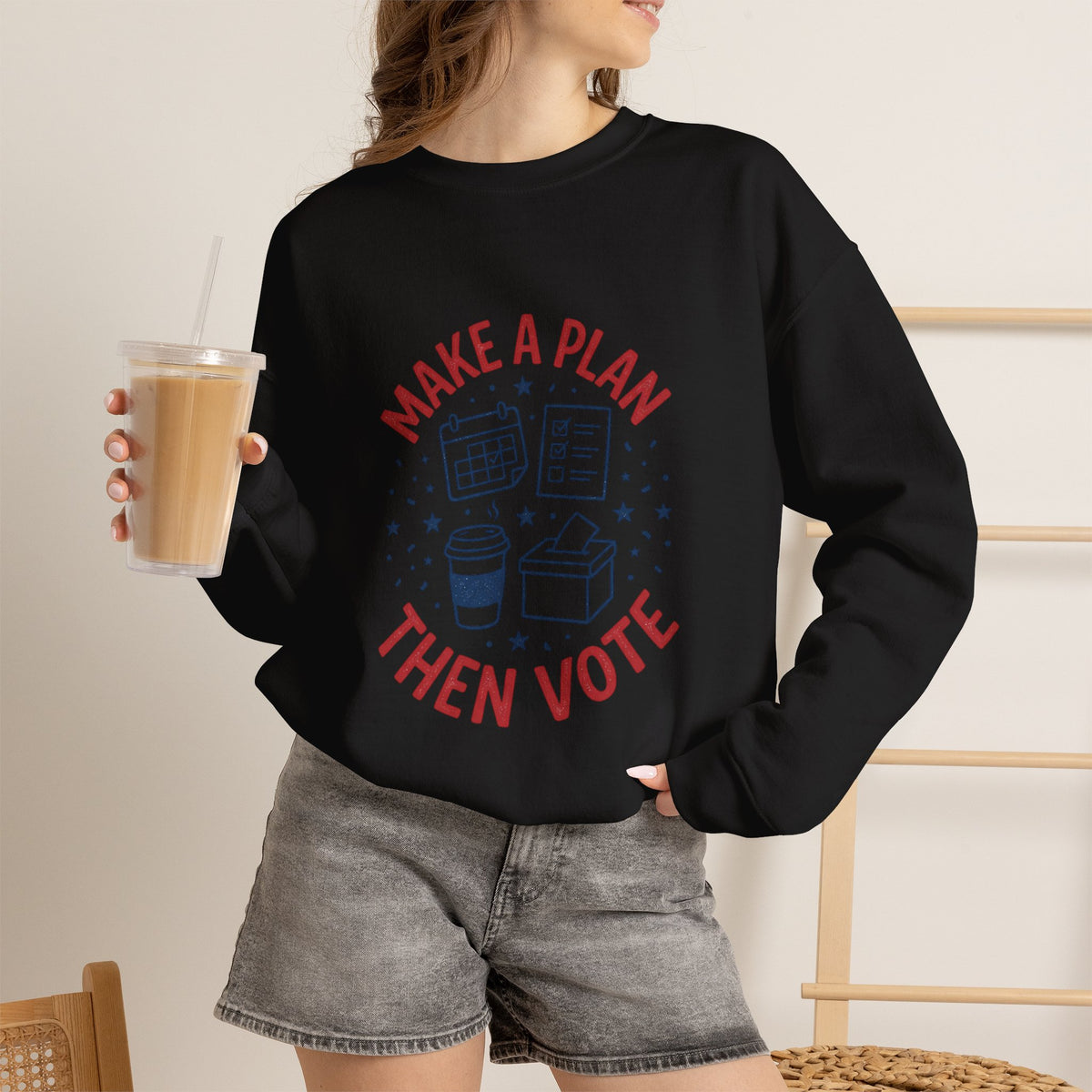 Make a Plan Then Vote Sweatshirt | Midterm Elections Voter Reminder — view 4