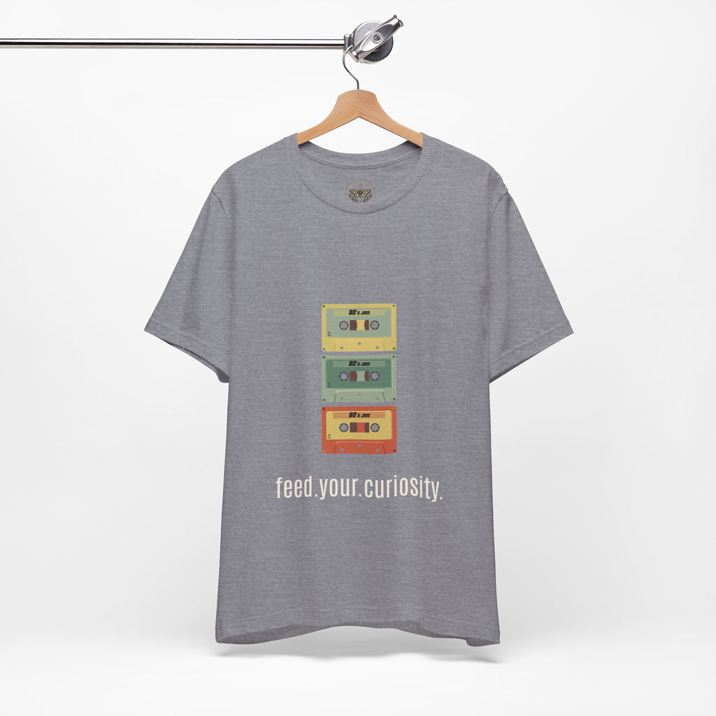 Feed Your Curiosity retro cassette tape graphic T-shirt — product view 12