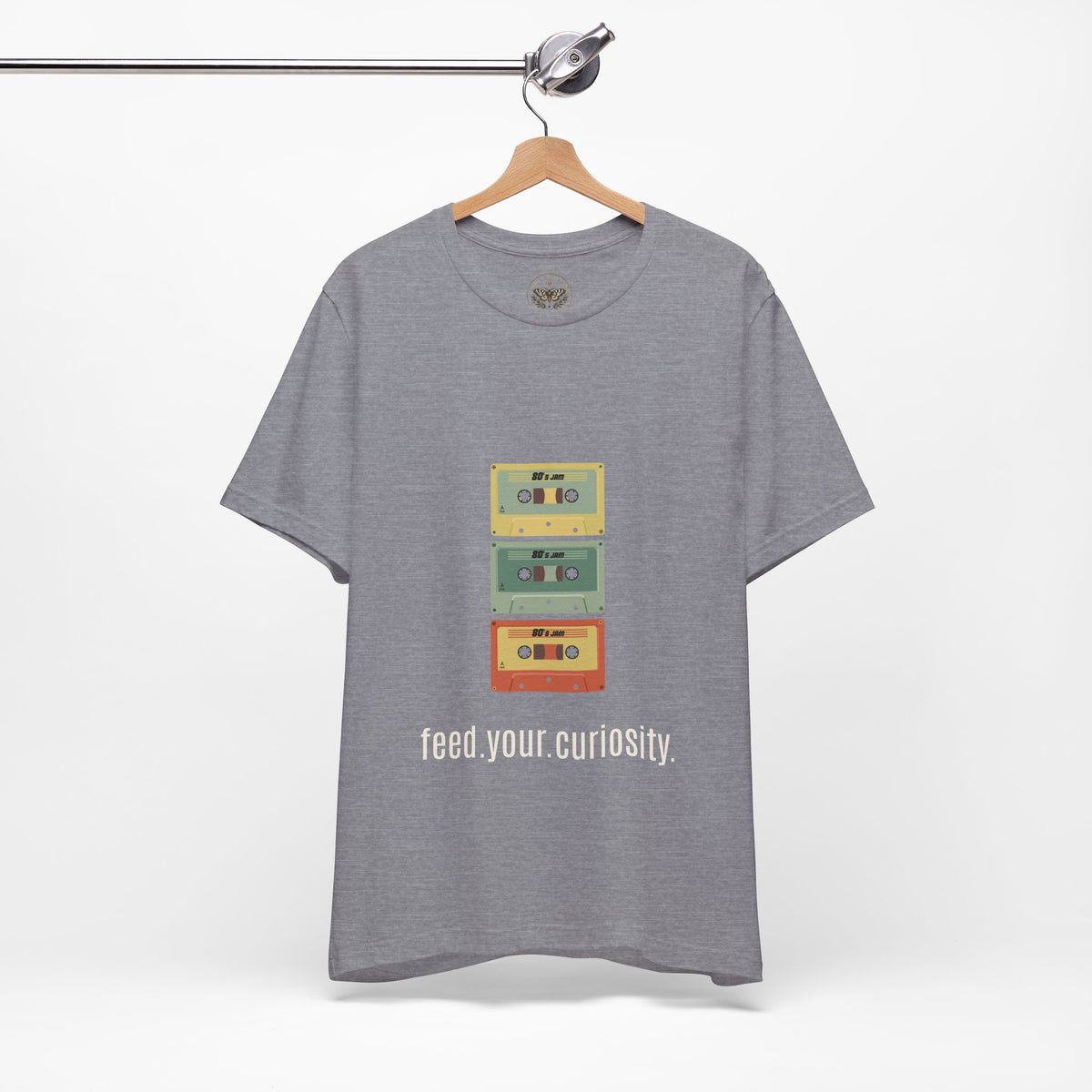 Feed Your Curiosity retro cassette tape graphic T-shirt — product view 12
