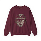 Midnight Garden botanical crest Sweatshirt | Gothic botanicals, floral skull motif — view 2