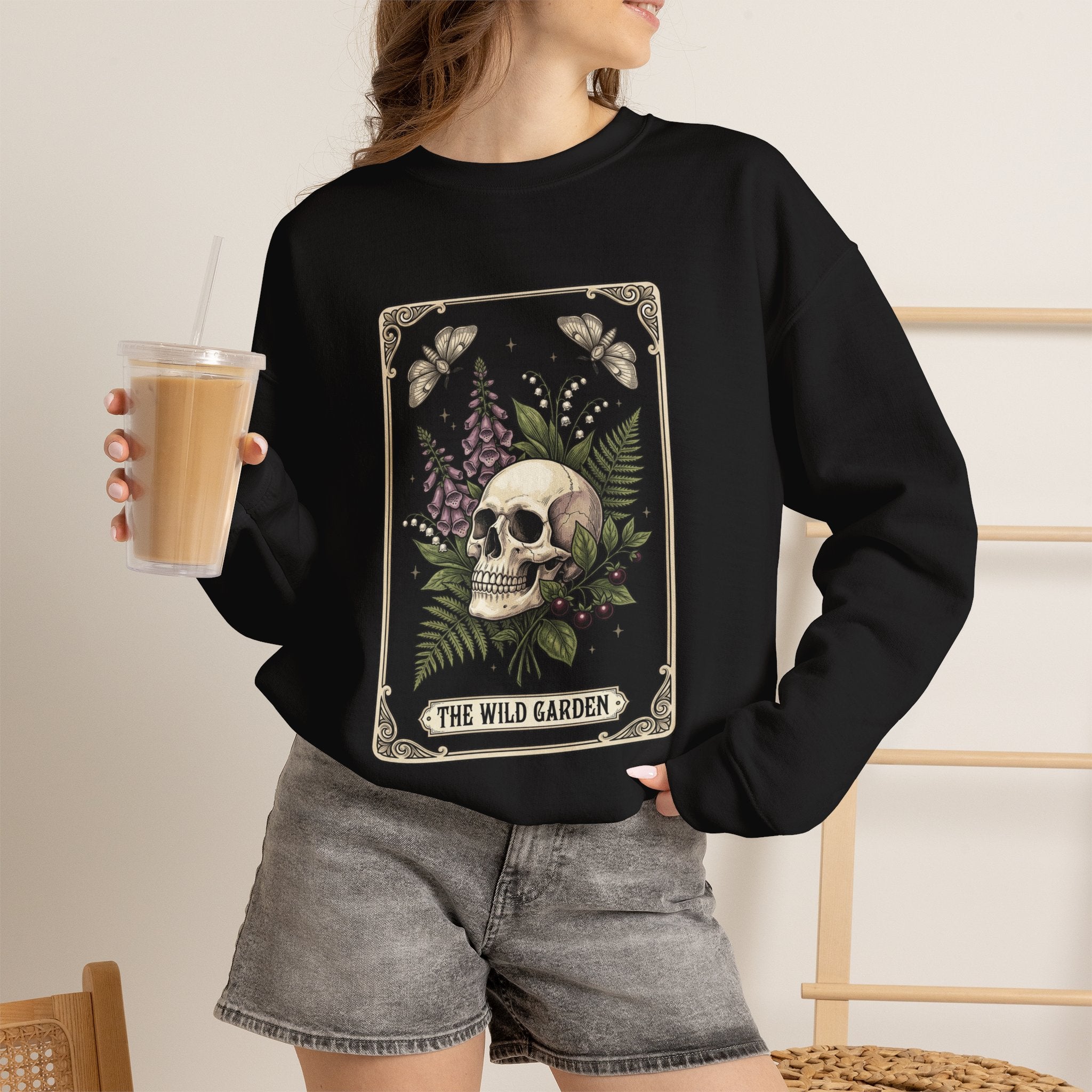 Skull & Fern Gothic Botanicals Sweatshirt | The Wild Garden crewneck — view 1