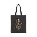 Skeleton with Wildflowers Tote | Gothic Botanicals canvas bag — view 3