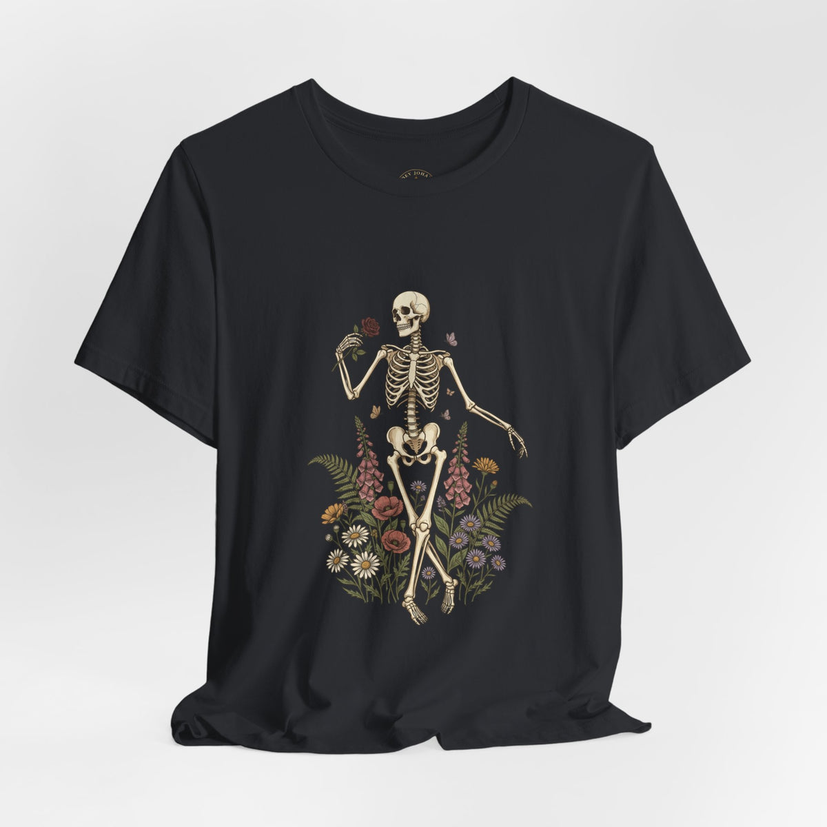Skeleton with Wildflowers Tee | Gothic Botanicals, Victorian Floral — view 4
