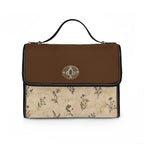 Vintage-Inspired Satchel Bag — Floral Accent, Leather Trim Waterproof Canvas Shoulder Bag — view 2