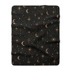 Celestial Moon & Stars Sherpa Blanket — Cozy Night Sky Fleece Throw