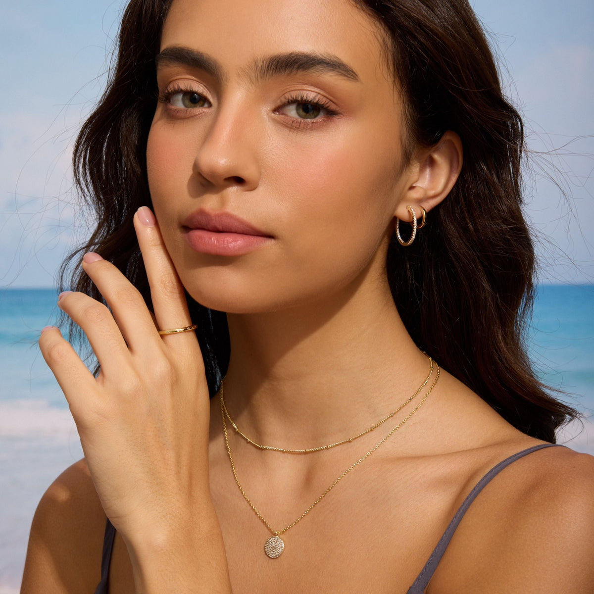 Pave Disc Necklace