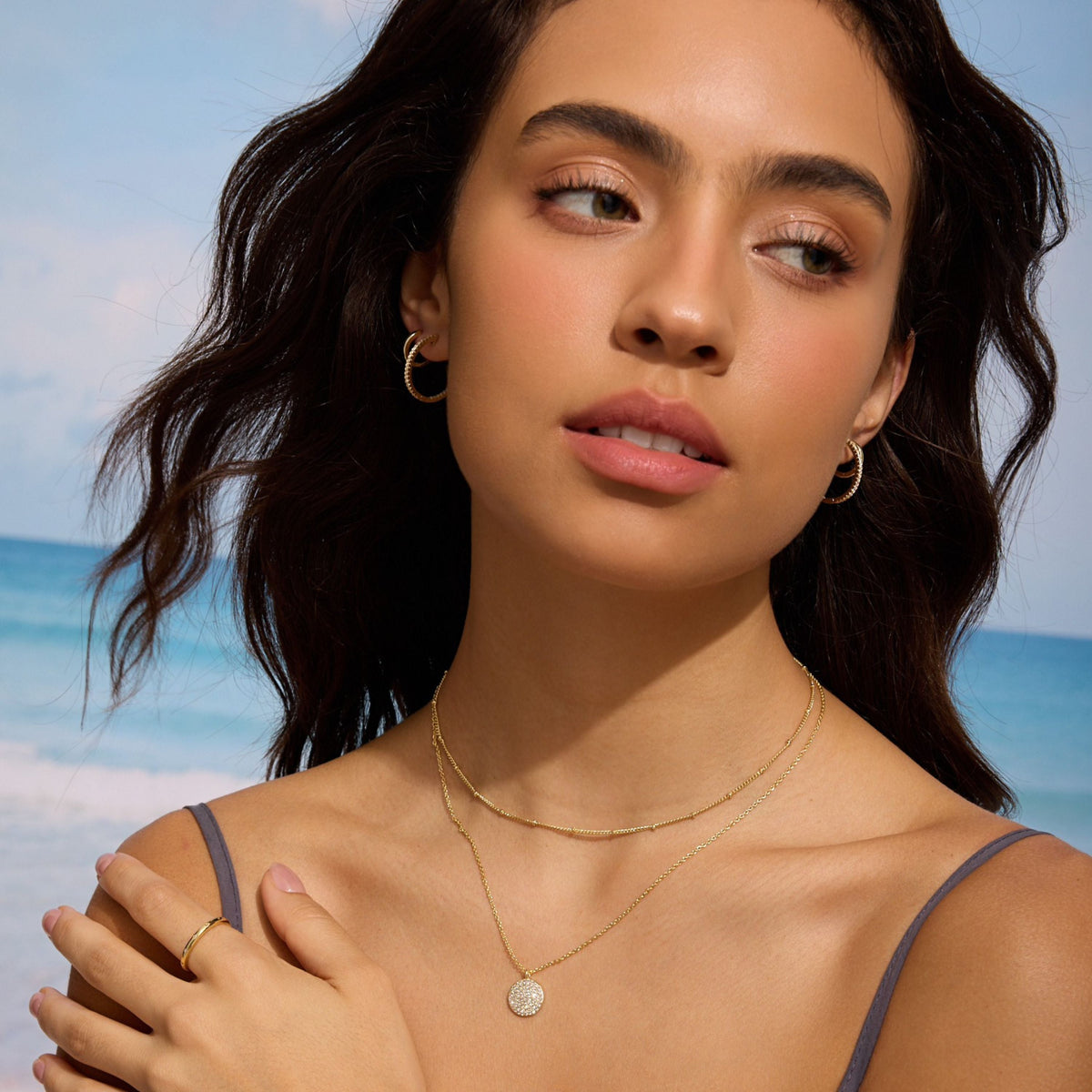 Pave Disc Necklace