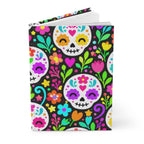 Day of the Dead sugar skull hardcover lined journal with colorful floral design — product view 2
