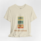 Feed Your Curiosity retro cassette tape graphic T-shirt — product view 6