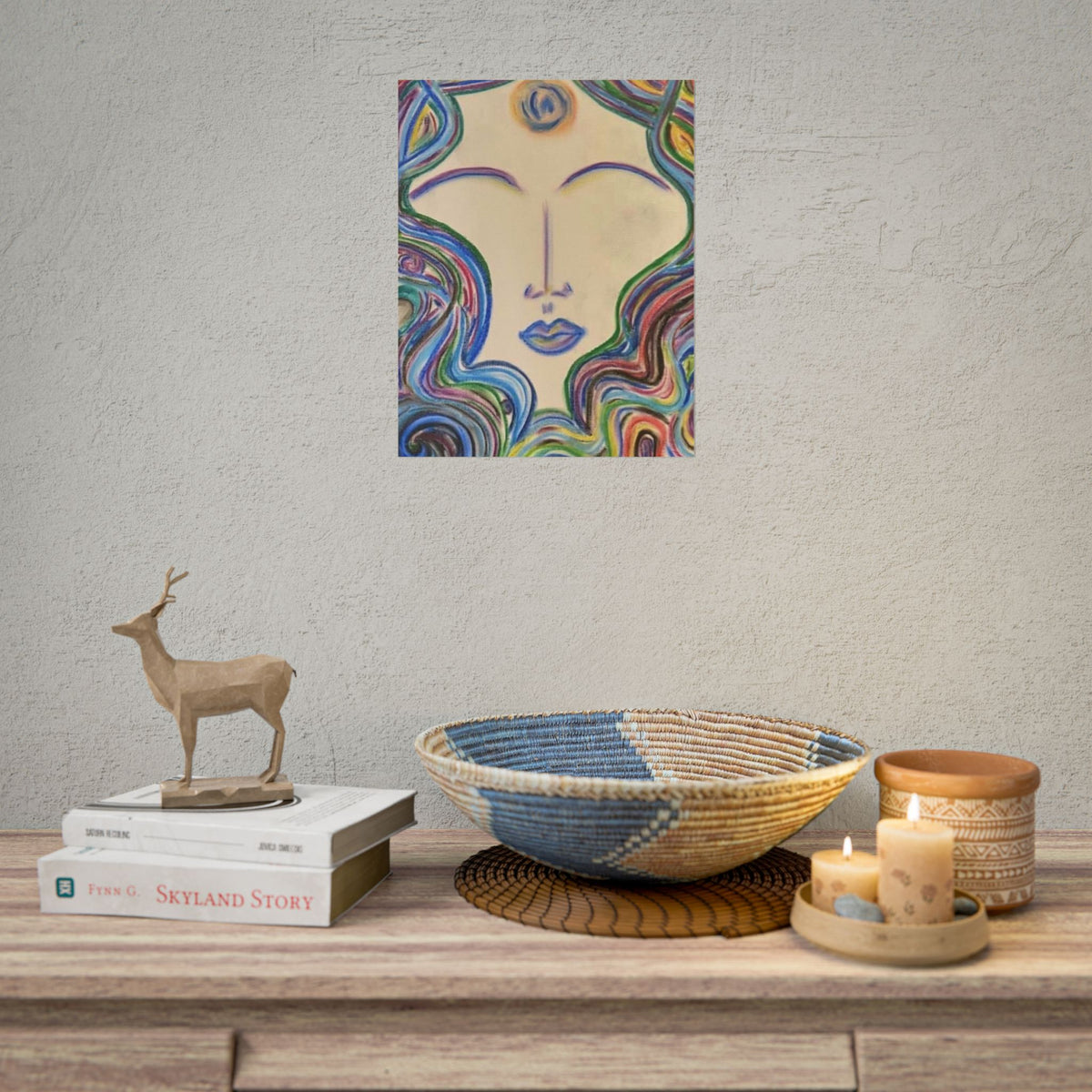 Bliss – Colorful Abstract Face Wall Art | Oil Pastel Art Print | Boho Eclectic Decor — view 5