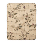 Vintage Floral Sherpa Blanket – Beige Botanical Fleece Throw