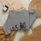 Gothic Botanical Cat Sweatshirt | Crescent Moon, Ornate Florals