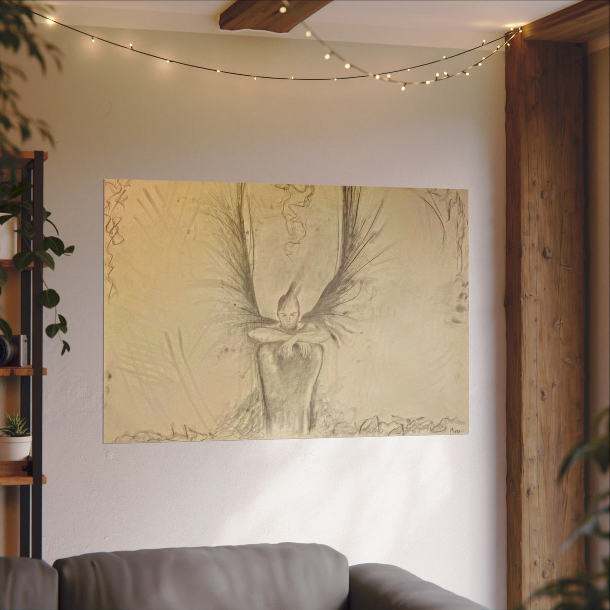 The Guardian charcoal fine art print on textured watercolor paper — product view 14
