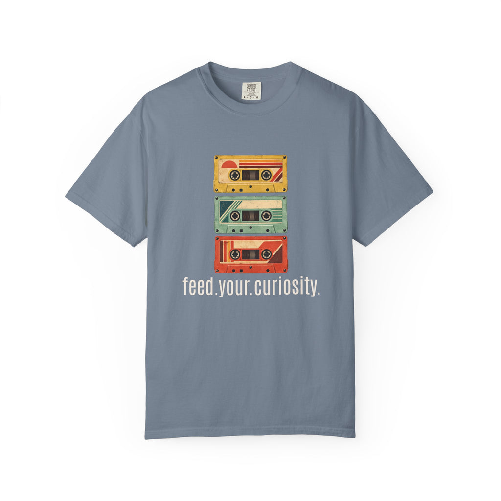 T-Shirt — Vintage Cassette Stack “feed.your.curiosity.” Retro Music Tee — view 10