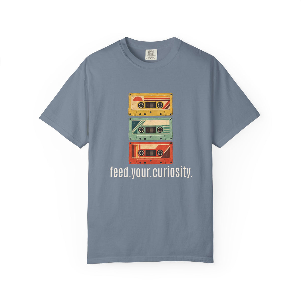 T-Shirt — Vintage Cassette Stack “feed.your.curiosity.” Retro Music Tee — view 10