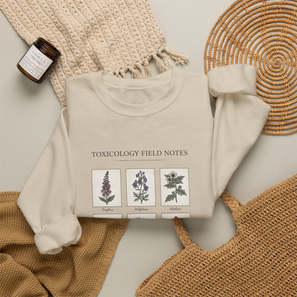 Toxicology Field Notes botanical print Sweatshirt | Gothic botanicals, vintage herbarium — view 7