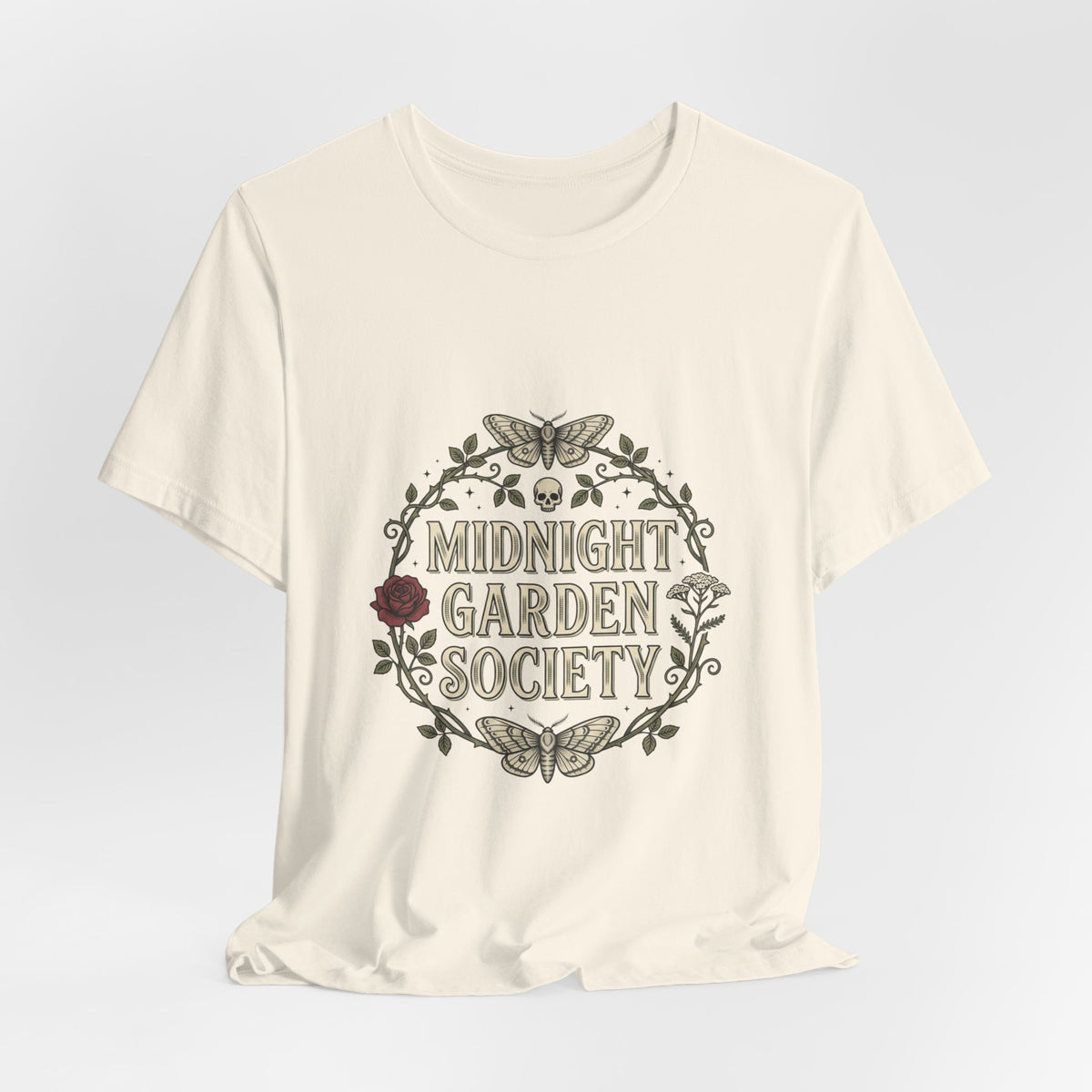 Midnight Garden Society Tee | Gothic Botanicals, Victorian Floral Crest — view 4