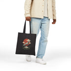 Vintage crane canvas tote with traditional tattoo-inspired bird and sun artwork — product view 18