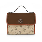 Vintage-Inspired Satchel Bag — Floral Accent, Leather Trim Waterproof Canvas Shoulder Bag — view 1