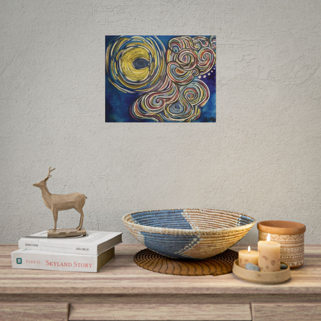 Abstract Moon Swirl Poster — Colorful Whirlwind Wall Art (Rolled Poster) — view 5