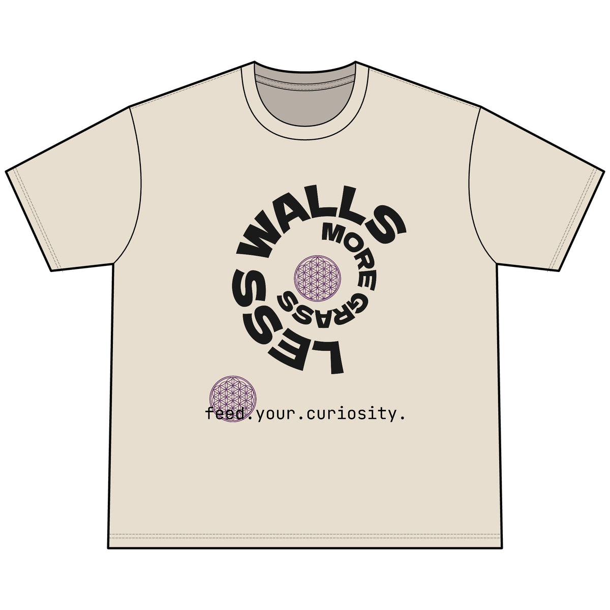 Less Walls More Grass boxy graphic T-shirt — product view 1