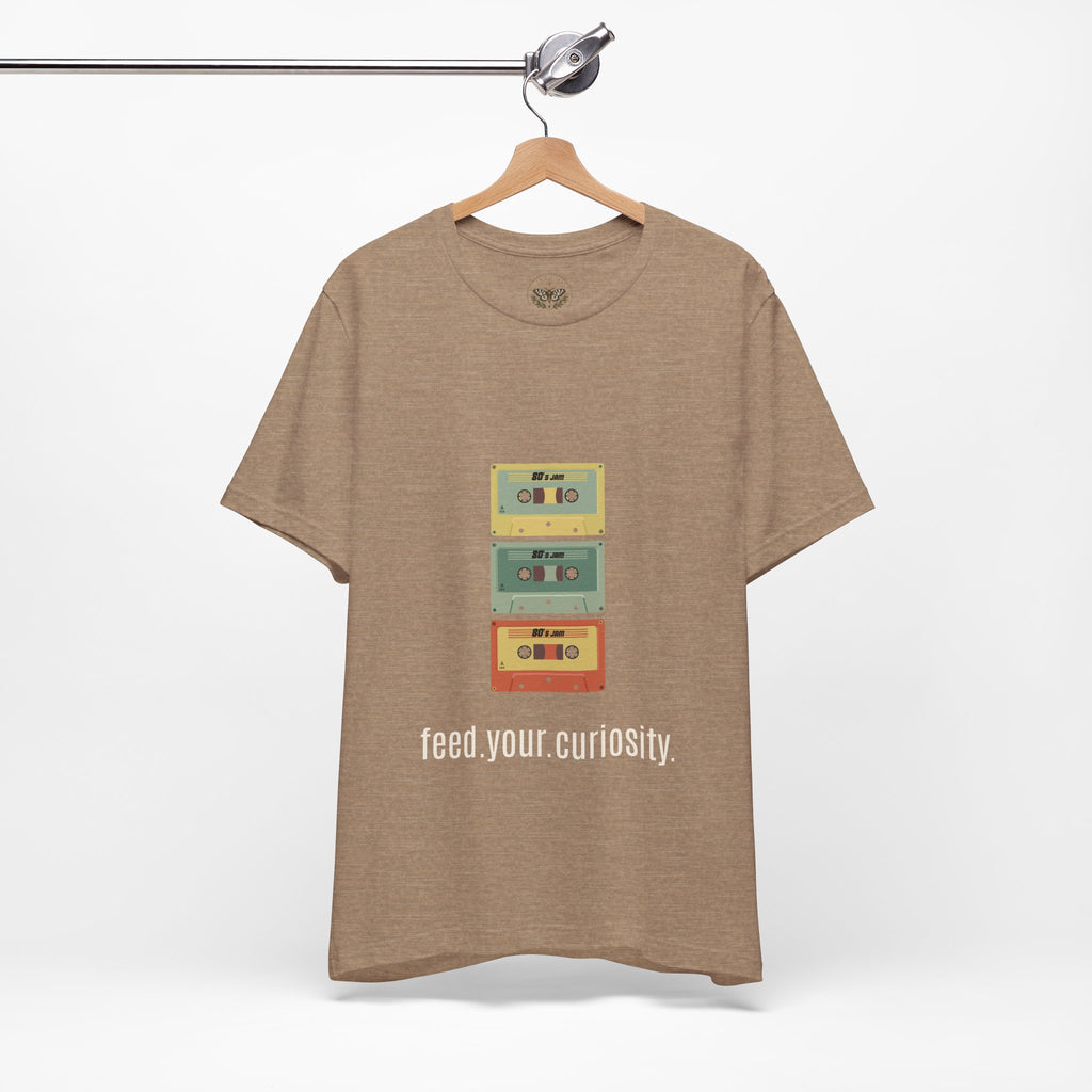 Feed Your Curiosity retro cassette tape graphic T-shirt — product view 14