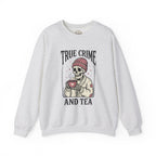True Crime and Tea Sweatshirt | Skull Tea Mug Graphic, Podcast Lover Crewneck — view 1