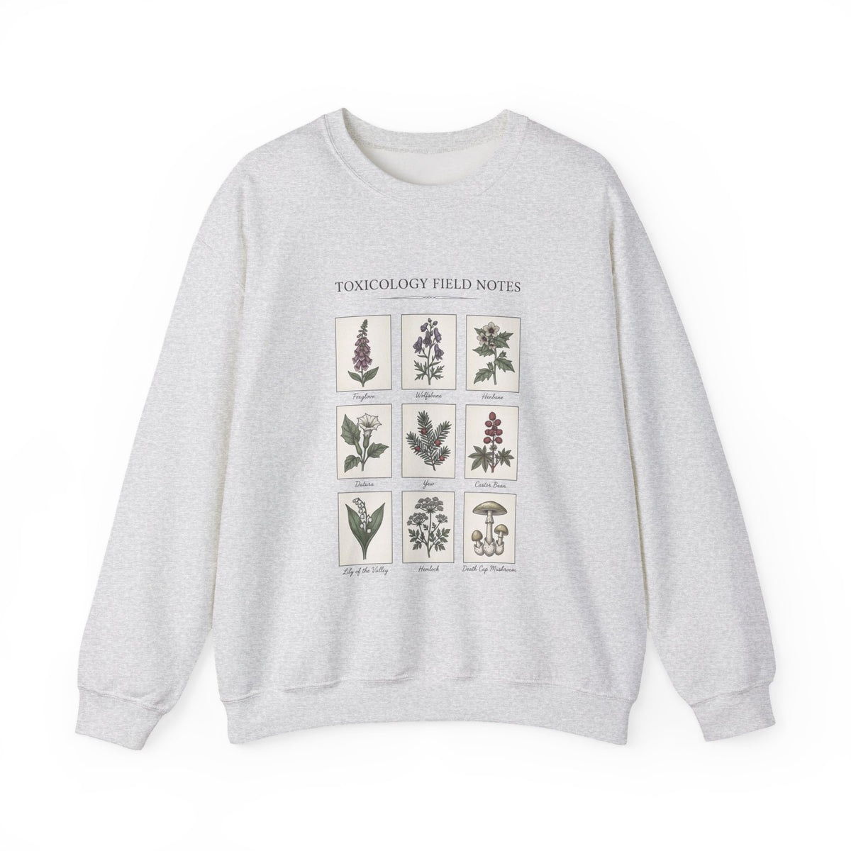 Toxicology Field Notes botanical print Sweatshirt | Gothic botanicals, vintage herbarium — view 6