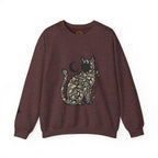 Gothic Botanical Cat Sweatshirt | Crescent Moon, Ornate Florals