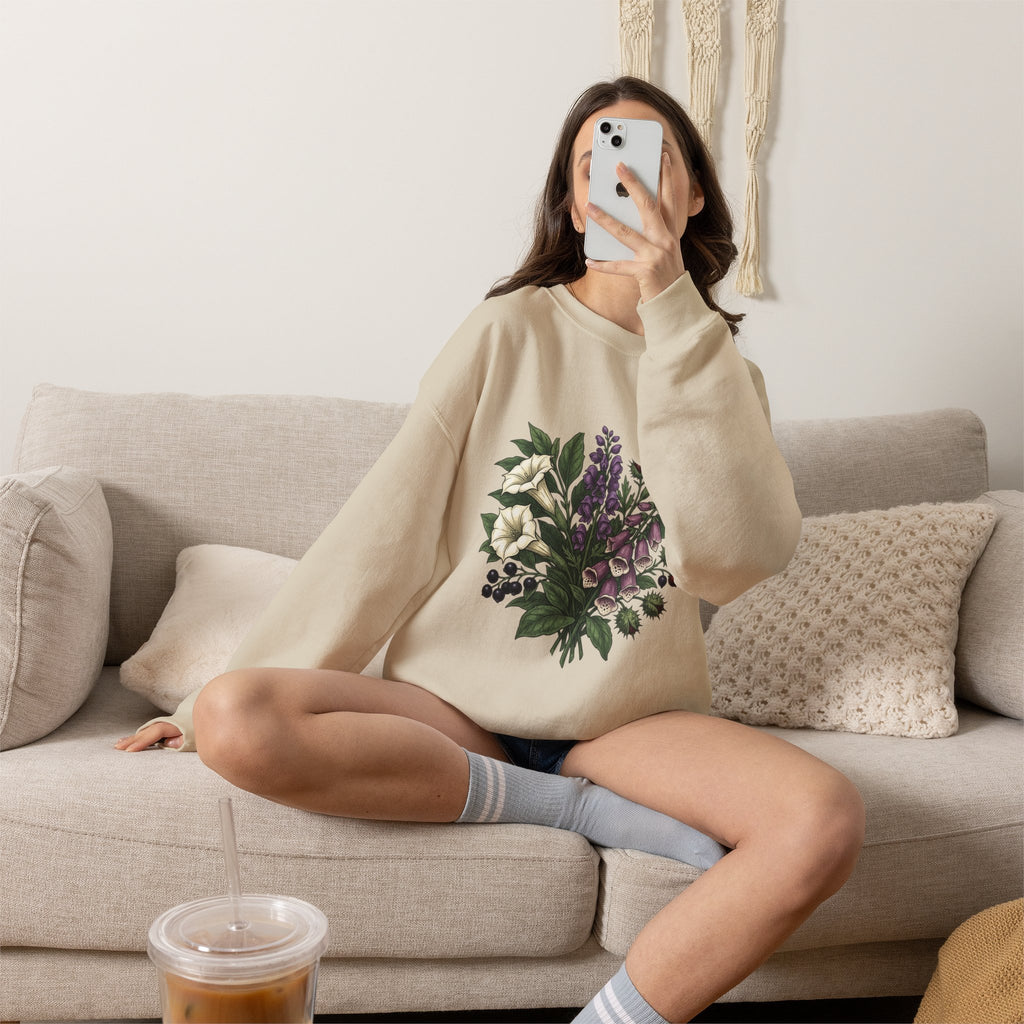 Gothic Floral Crest “Look Don't Touch” Sweatshirt | Gothic Botanicals