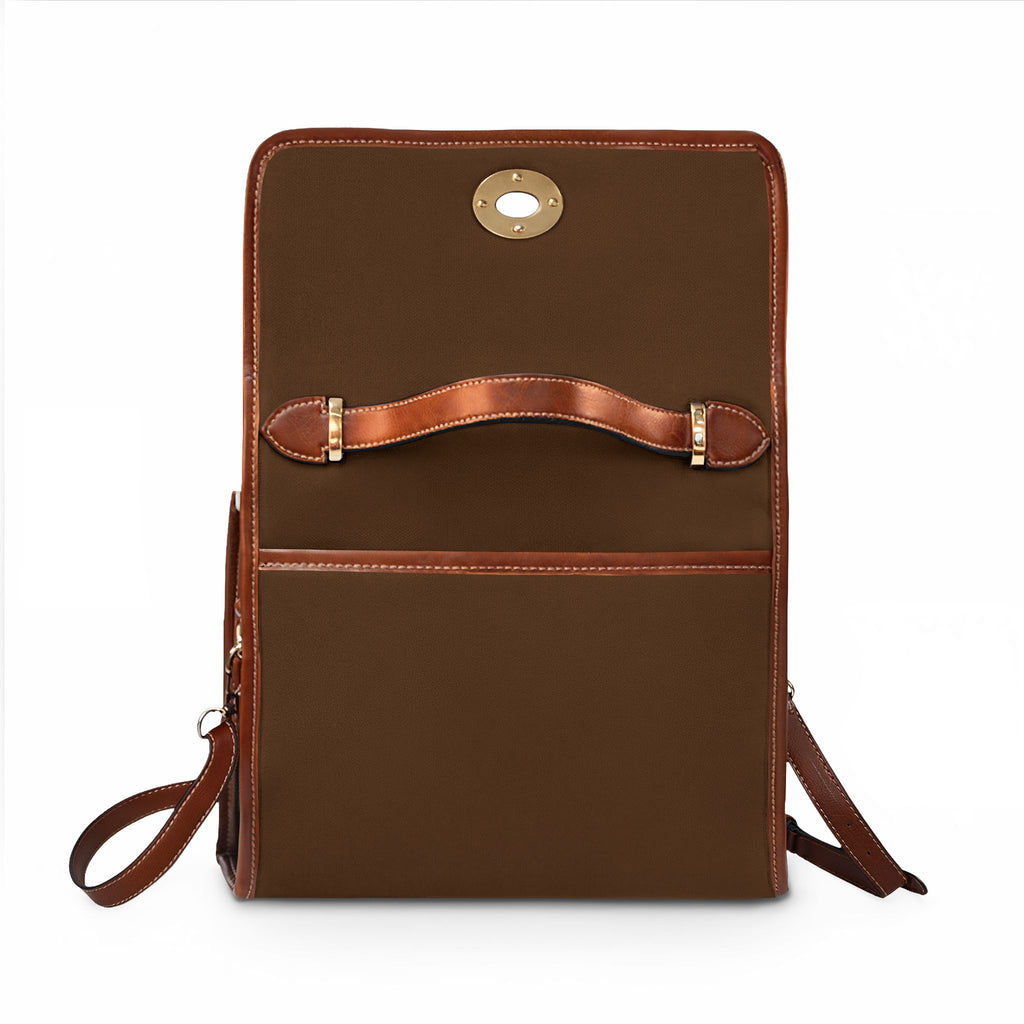 Vintage-Inspired Satchel Bag — Floral Accent, Leather Trim Waterproof Canvas Shoulder Bag — view 3