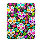Sugar Skull Sherpa Blanket – Colorful Day of the Dead Throw