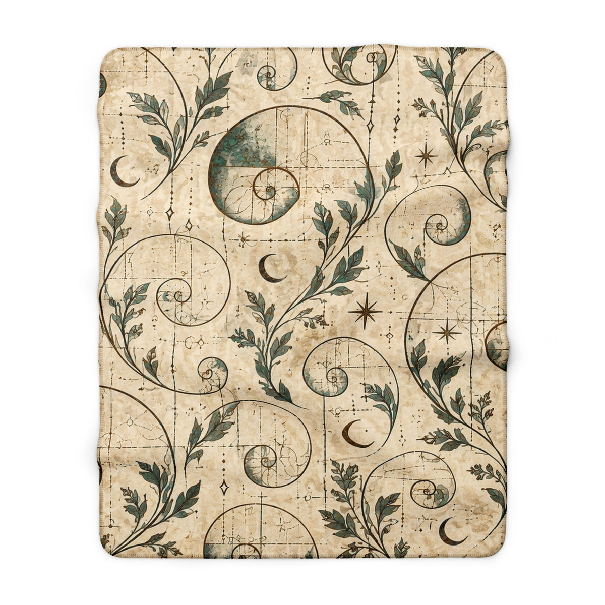 Vintage Botanical Sherpa Blanket – Moon & Vine Fleece Throw
