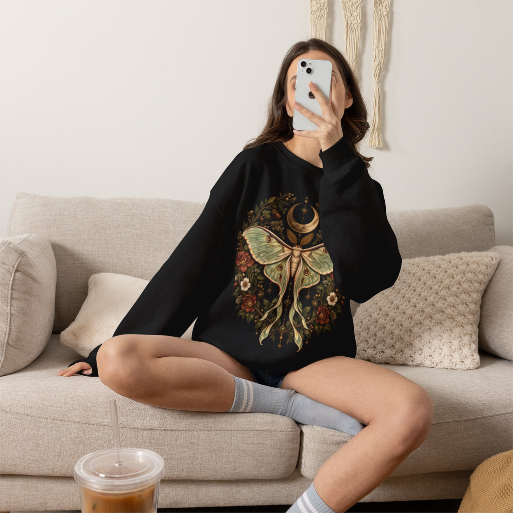 Beetle Botanical Wreath Pullover Sweatshirt | Gothic Botanicals