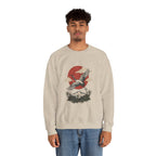 Traditional Tattoo-Style Crane Illustration Sweatshirt | Vintage Flash, Limited Palette — view 40