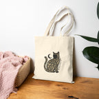 Floral Black Cat Tote | Gothic Botanicals Canvas Tote — view 3