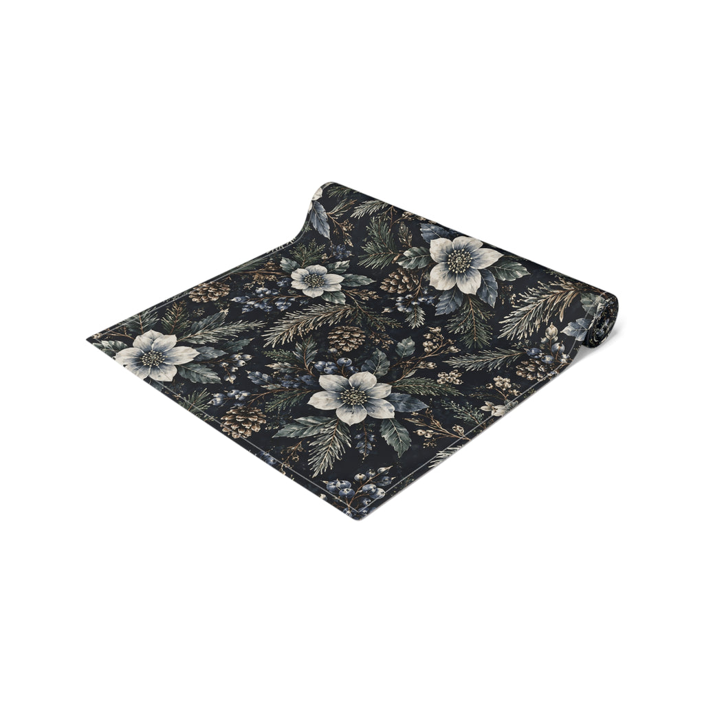 Midnight Winter Garden Cotton Twill Table Runner | The Winter House Collection