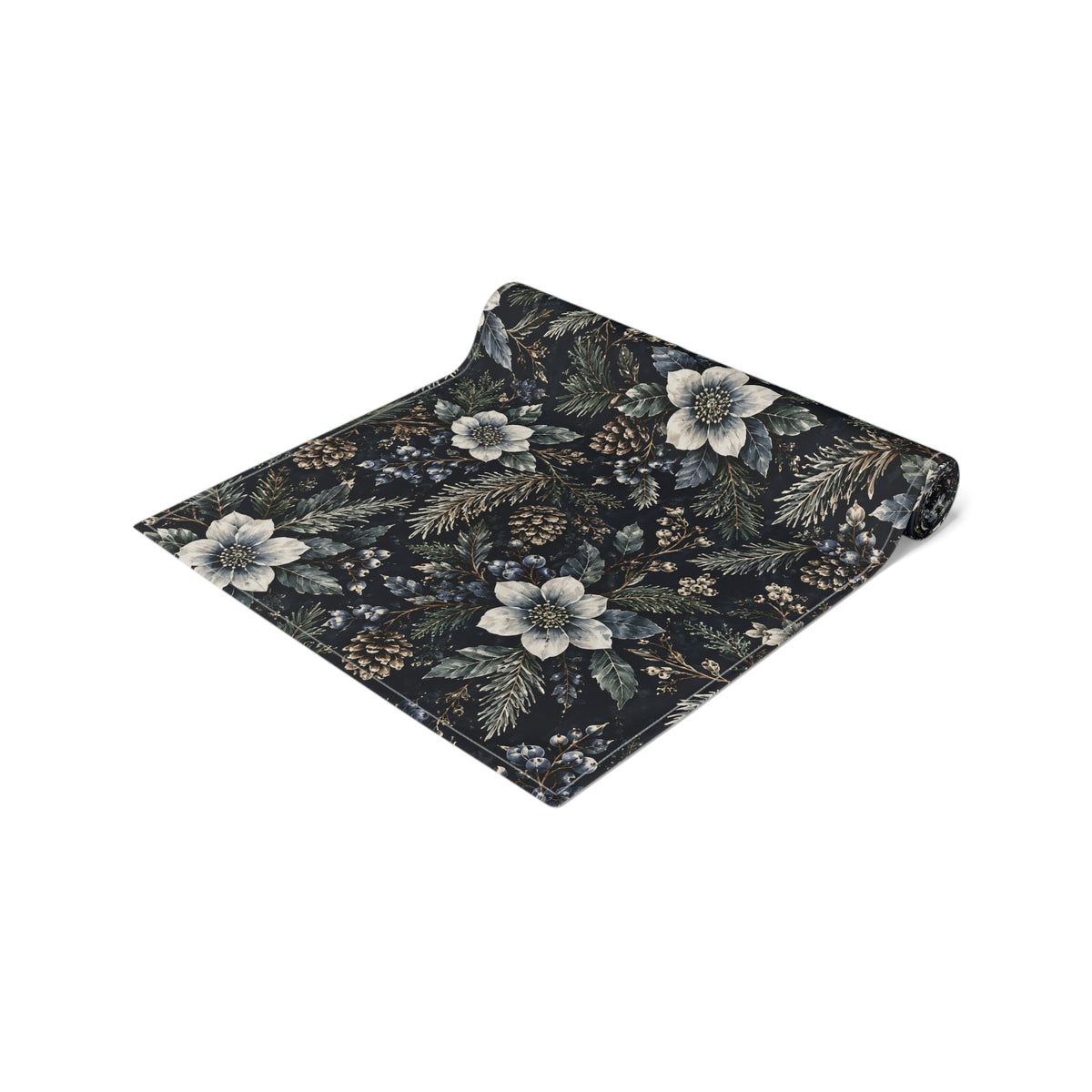 Midnight Winter Garden Cotton Twill Table Runner | The Winter House Collection