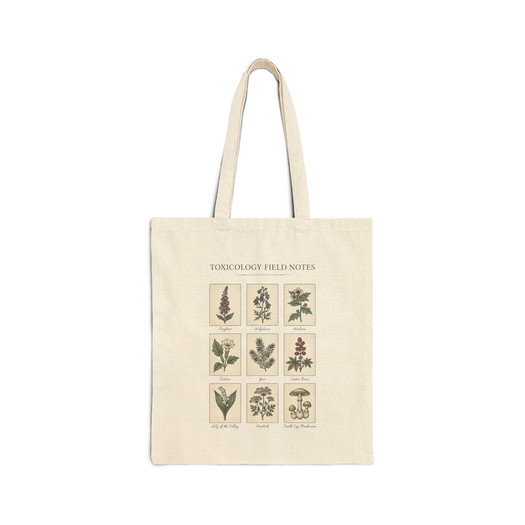 Gothic Botanical Print Tote, Vintage Herb Illustration Canvas Tote — view 1