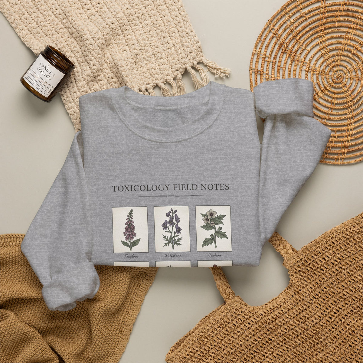 Toxicology Field Notes botanical print Sweatshirt | Gothic botanicals, vintage herbarium — view 8