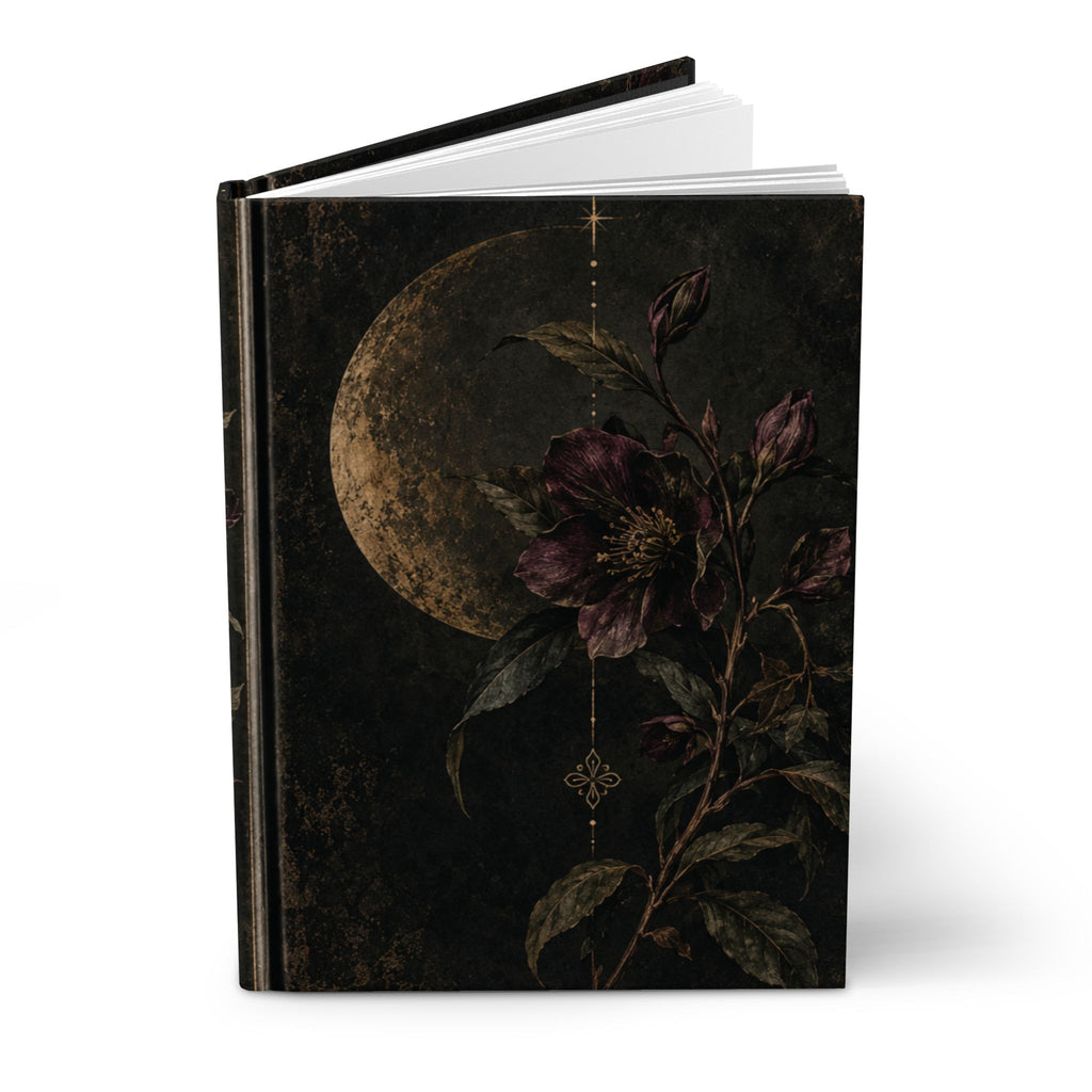Moonlit Floral Hardcover Journal — Vintage Botanical Blank Notebook — view 4